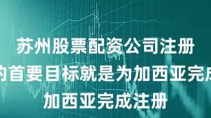 苏州股票配资公司注册工作的首要目标就是为加西亚完成注册