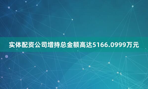 实体配资公司增持总金额高达5166.0999万元
